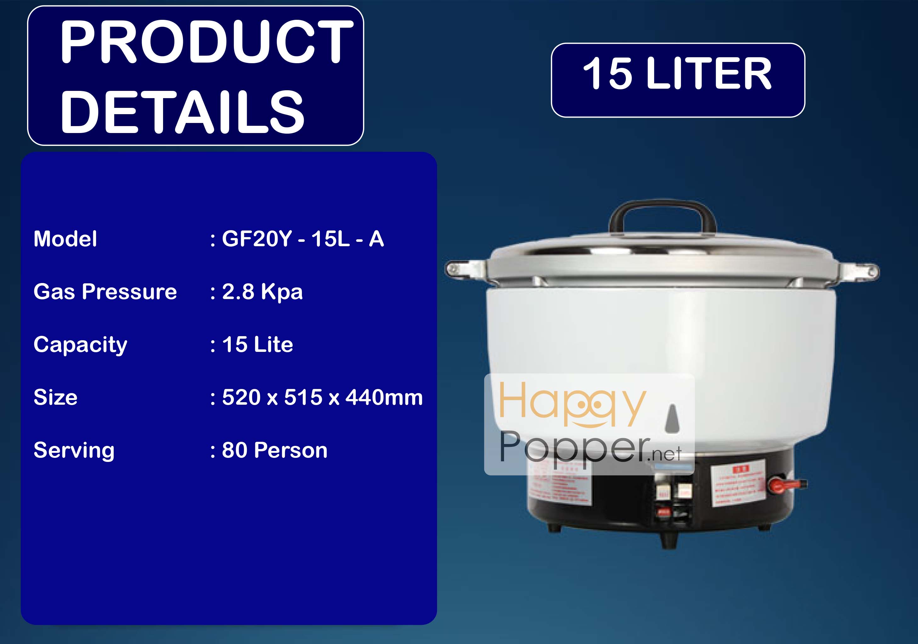 Rice Cooker Gas 15 Liter RC-M0003 燃气电饭锅15升