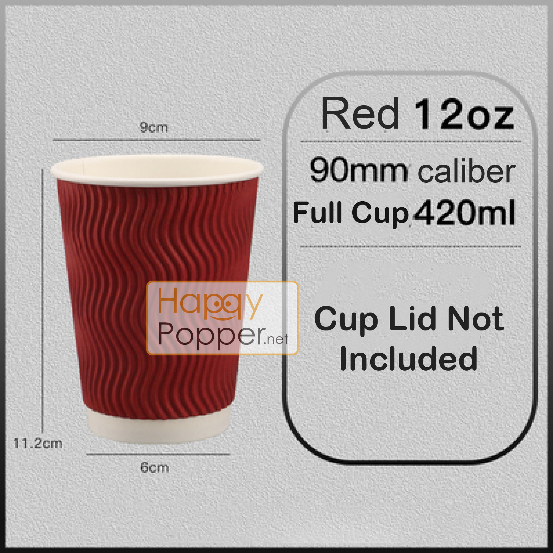 Ripple Paper Hot Cup 12oz ( 20 pcs/ Roll ) ( 500 pcs/ Ctn ) ( Cup Only ...