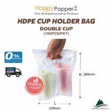 HDPE Cup Holder Bag Double Cup (230MM x 280MM) (100PCS/pkt) - PK-T0010 双杯打包袋子