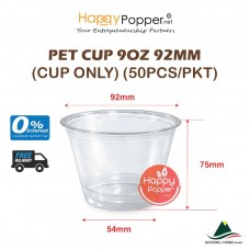 Pet Cup 92mm 9oz (50/roll)  (20roll /ctn)  (Cup Only) PK-T0013 - 透明塑料杯92毫米