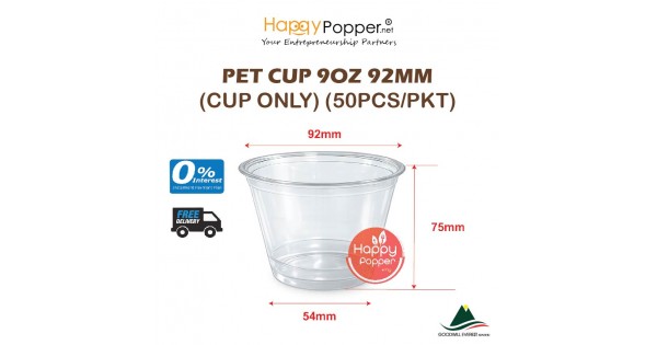 pet cup 9oz 92mm clear plastic cup malaysia PK-T0013
