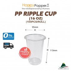PP Ripple Cup 500ml 16oz (95mm) 100pcs/pkt (20pkt/ctn) (Cup Only)(G500A) - PK-T0005 PP条纹材质塑料杯