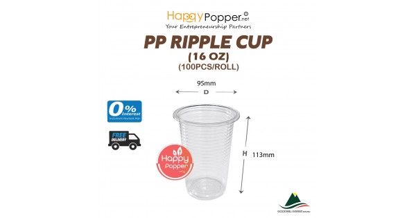 pp ripple cup 16oz 500ml 95mm bubble tea cup malaysia PK-T0005