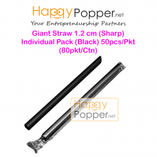 Giant Straw 1.2 cm (Sharp) Individual Pack ( Black ) 50pcs/Pkt ( 80pkt/Ctn ) BT-T0004 黑色粗吸管（独立包装）