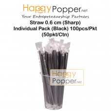 Straw 0.6 cm (Sharp)  Individual Pack 100pcs/Pkt ( Black ) (50pkt / Ctn) BT-0005 黑色吸管（独立包装）