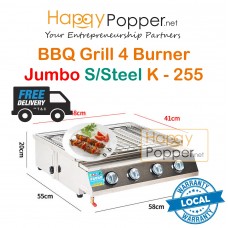 BBQ Grill Gas 4 Burner Jumbo S/Steel  K - 255 BBQ-M0019 不锈钢大四头生蚝烧烤炉
