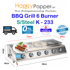 BBQ Grill Gas 6 Burner S/Steel K - 233 BBQ-M0009 不锈钢六头生蚝烧烤炉