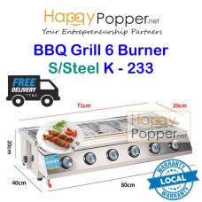 BBQ Grill Gas 6 Burner S/Steel K - 233 BBQ-M0009 不锈钢六头生蚝烧烤炉