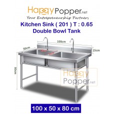 Stainless Steel Kitchen Sink Double Bowl Tank 100 x 50 x 80 cm T : 0.65 ( 201 ) SS-M0009 201不锈钢厨房水槽双槽