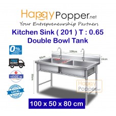 Stainless Steel Kitchen Sink Double Bowl Tank 100 x 50 x 80 cm T : 0.65 ( 201 ) SS-M0009 201不锈钢厨房水槽双槽