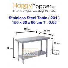 Stainless Steel Table 150 x 60 x 80 cm 0.65 T ( 201 ) SS-M0012 201不锈钢桌子（5尺）