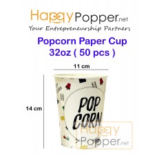 Paper Cup 32oz ( 50 pcs )  ( Printing Popcorn ) PC-T0004 爆米花纸杯32安士